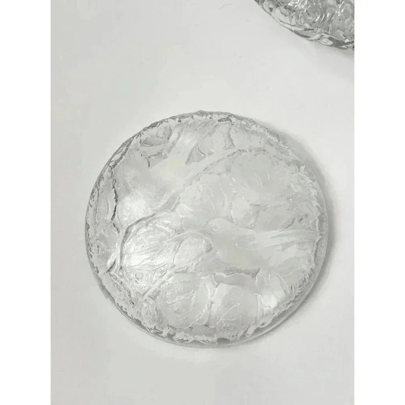 Italian Made Rose Bud Designed Glass Vanity Puff Box Jar - Picture 7 of 10